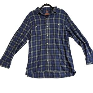 Red Ale Shirt Mens‎ XL Short Navy Tan Green Plaid Flannel Button Down Casual